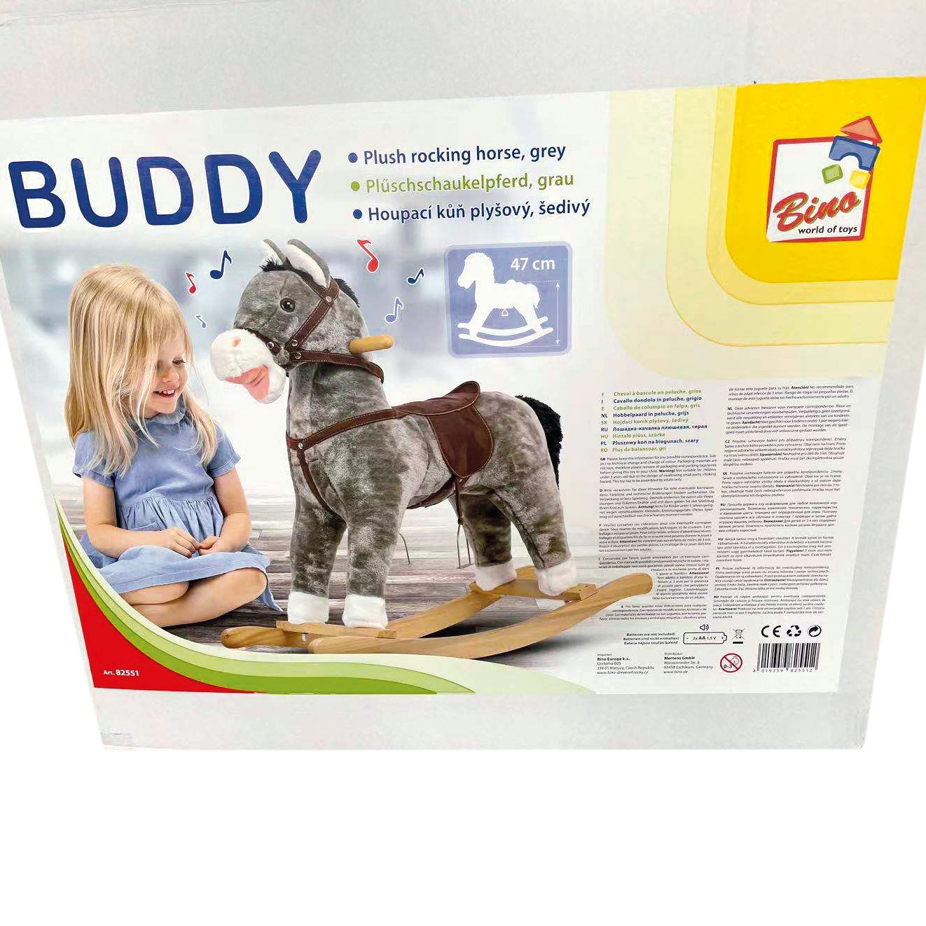 Rocking horse with saddle and sound - grey