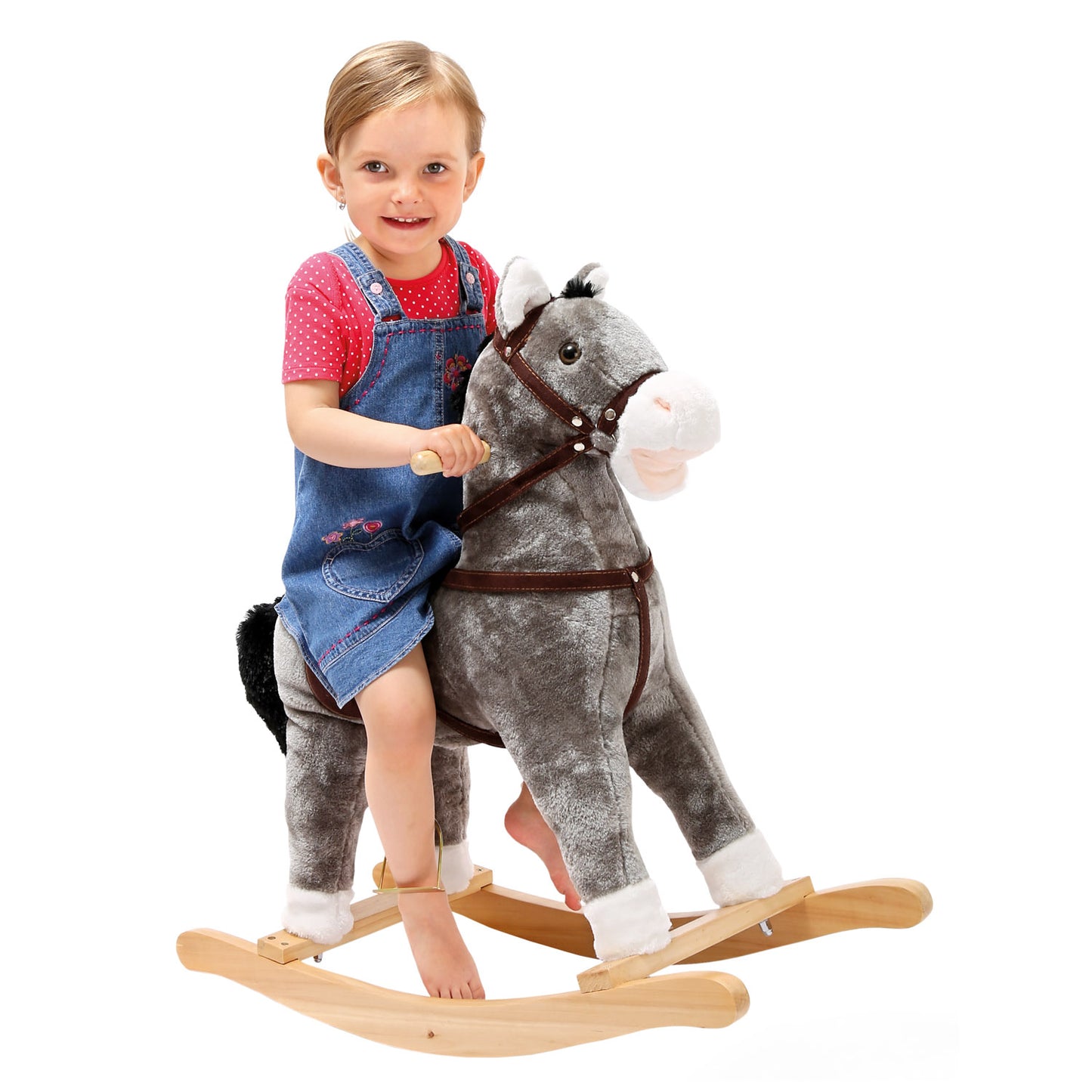 Rocking horse with saddle and sound - grey