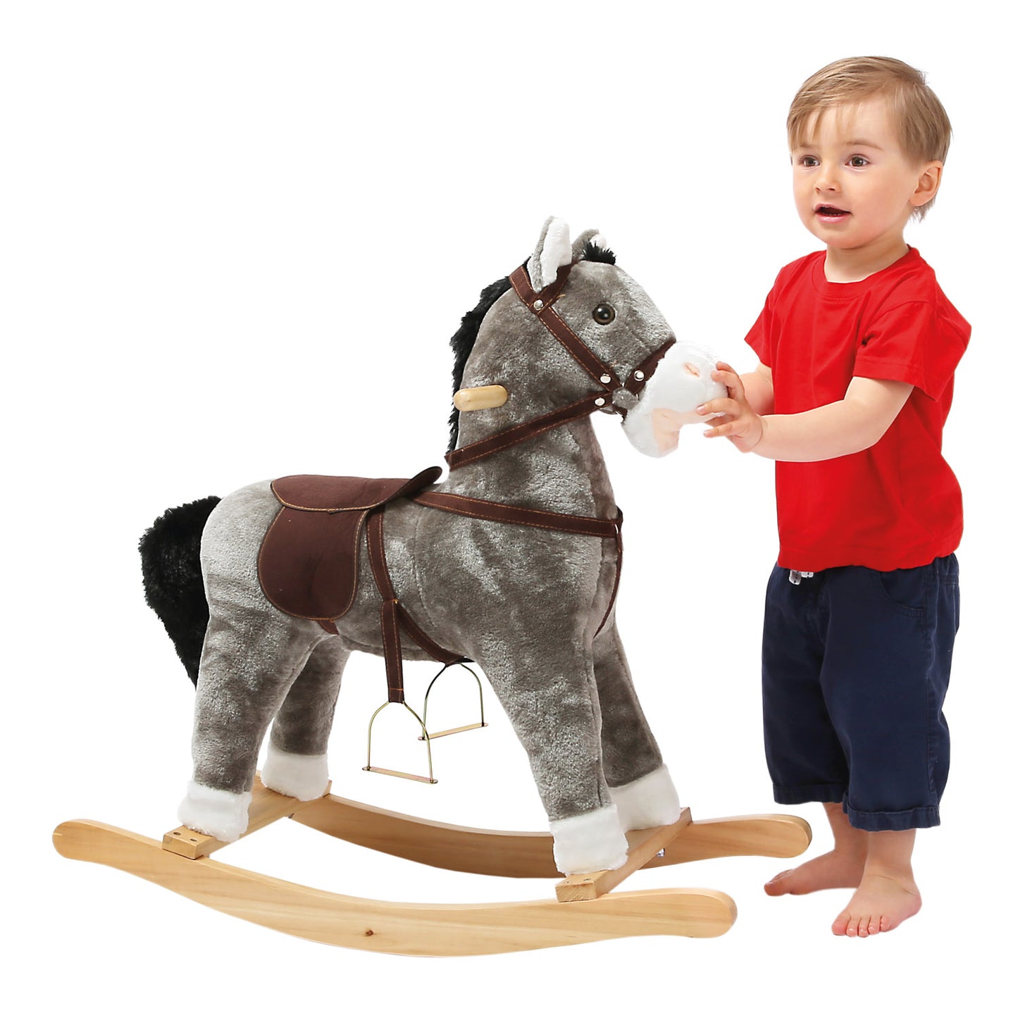 Rocking horse with saddle and sound - grey