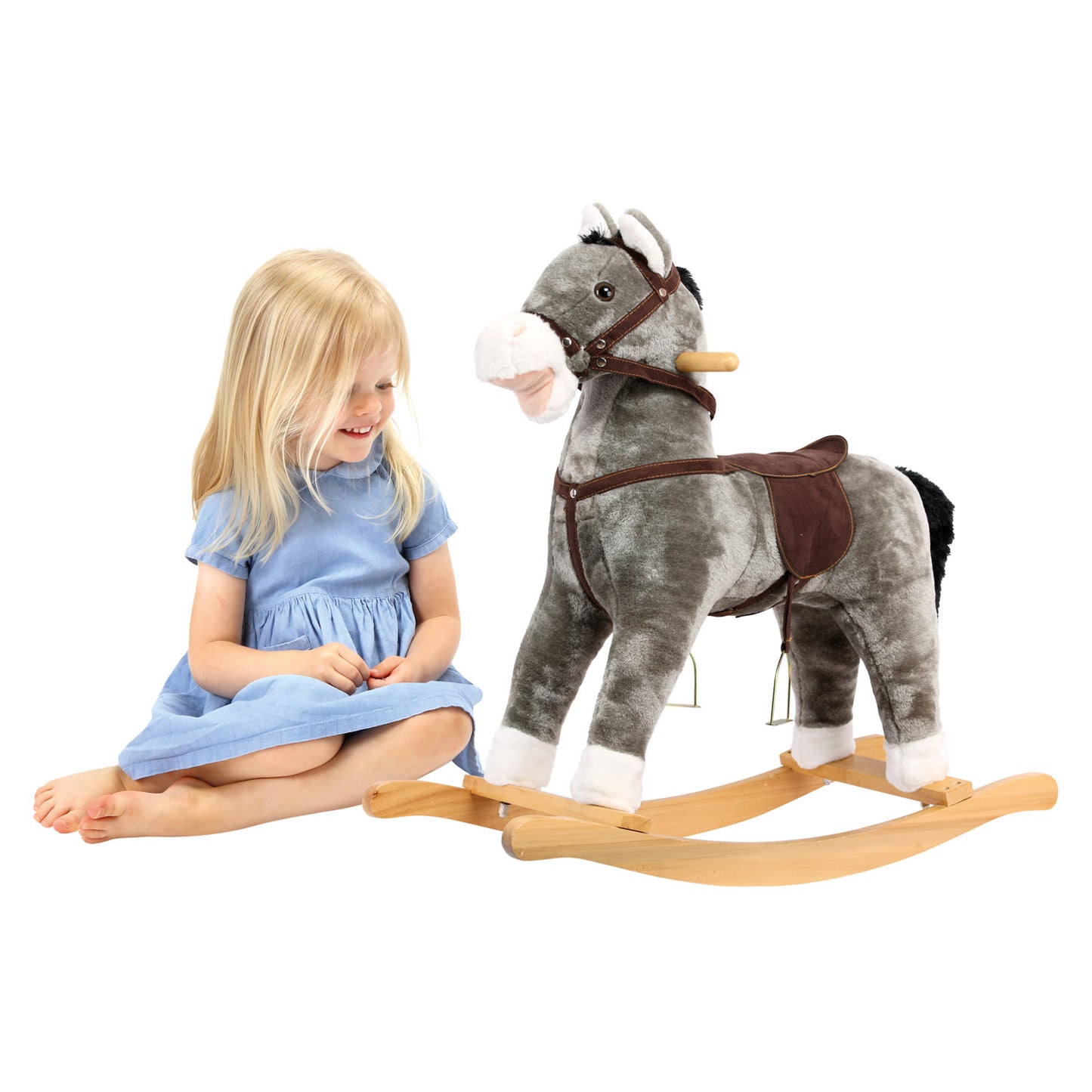 Rocking horse with saddle and sound - grey