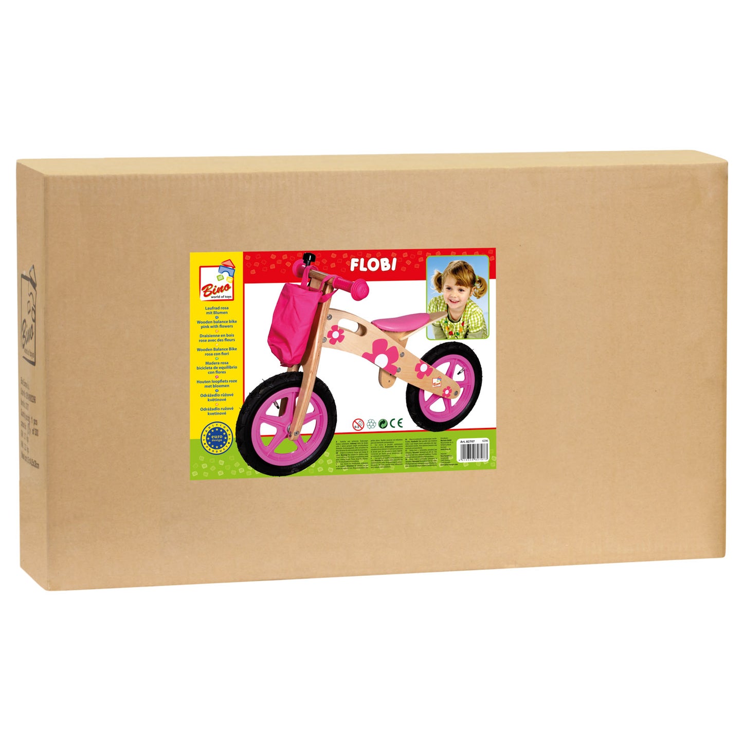 Wooden balance bike pink