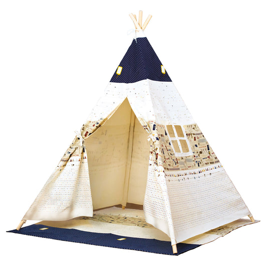 TeePee Tent, blue-beige