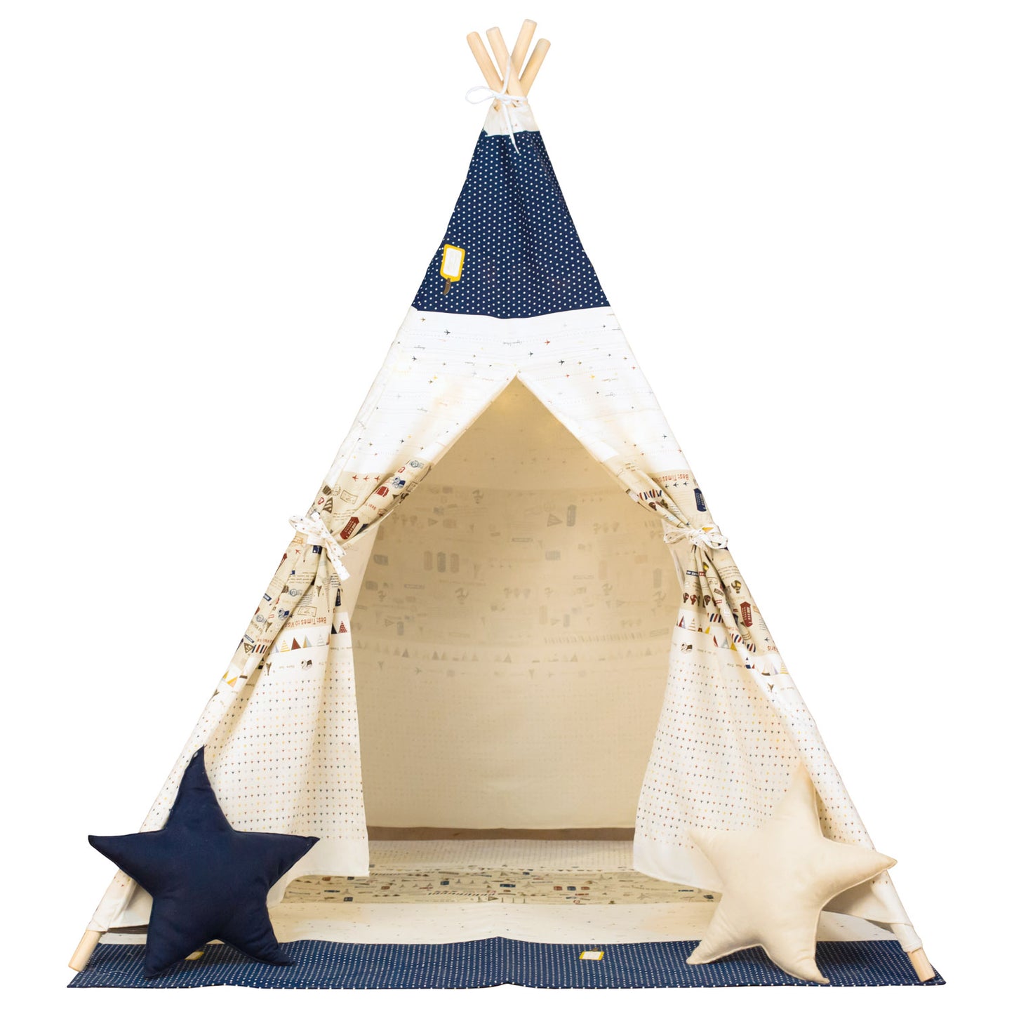 Spielzelt TeePee, blau-beige