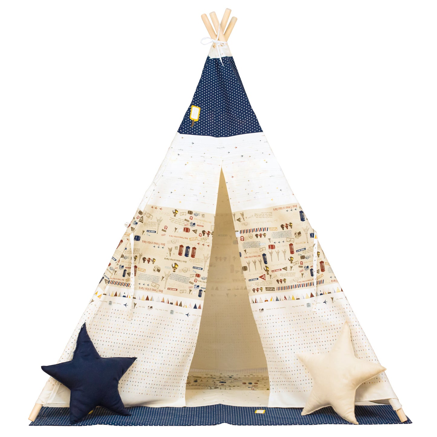 Spielzelt TeePee, blau-beige