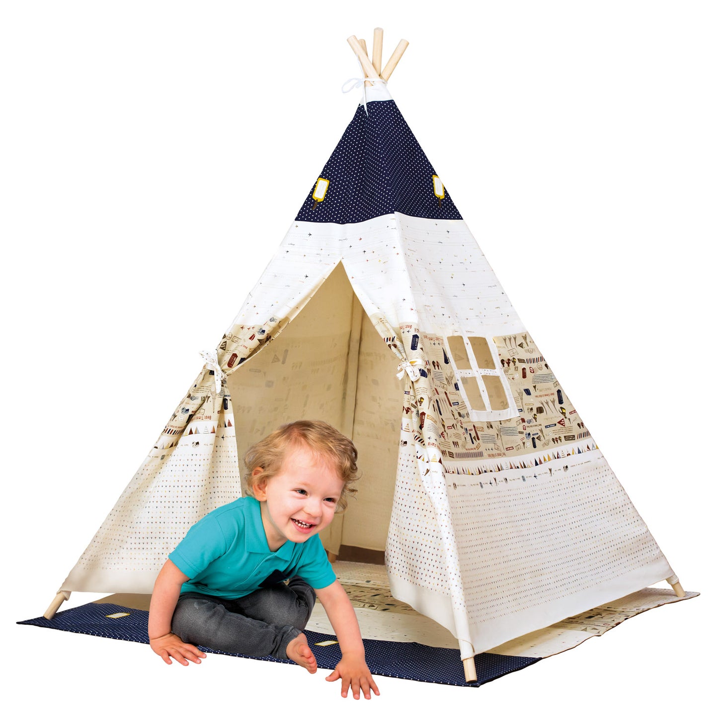 Spielzelt TeePee, blau-beige