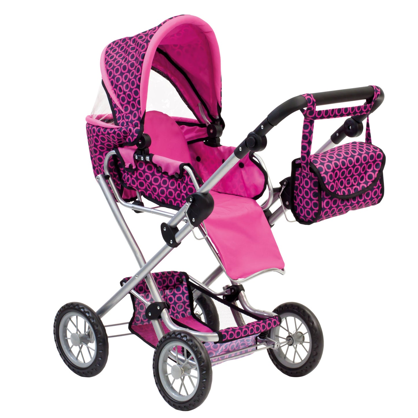 Doll Pram large (pink / black)