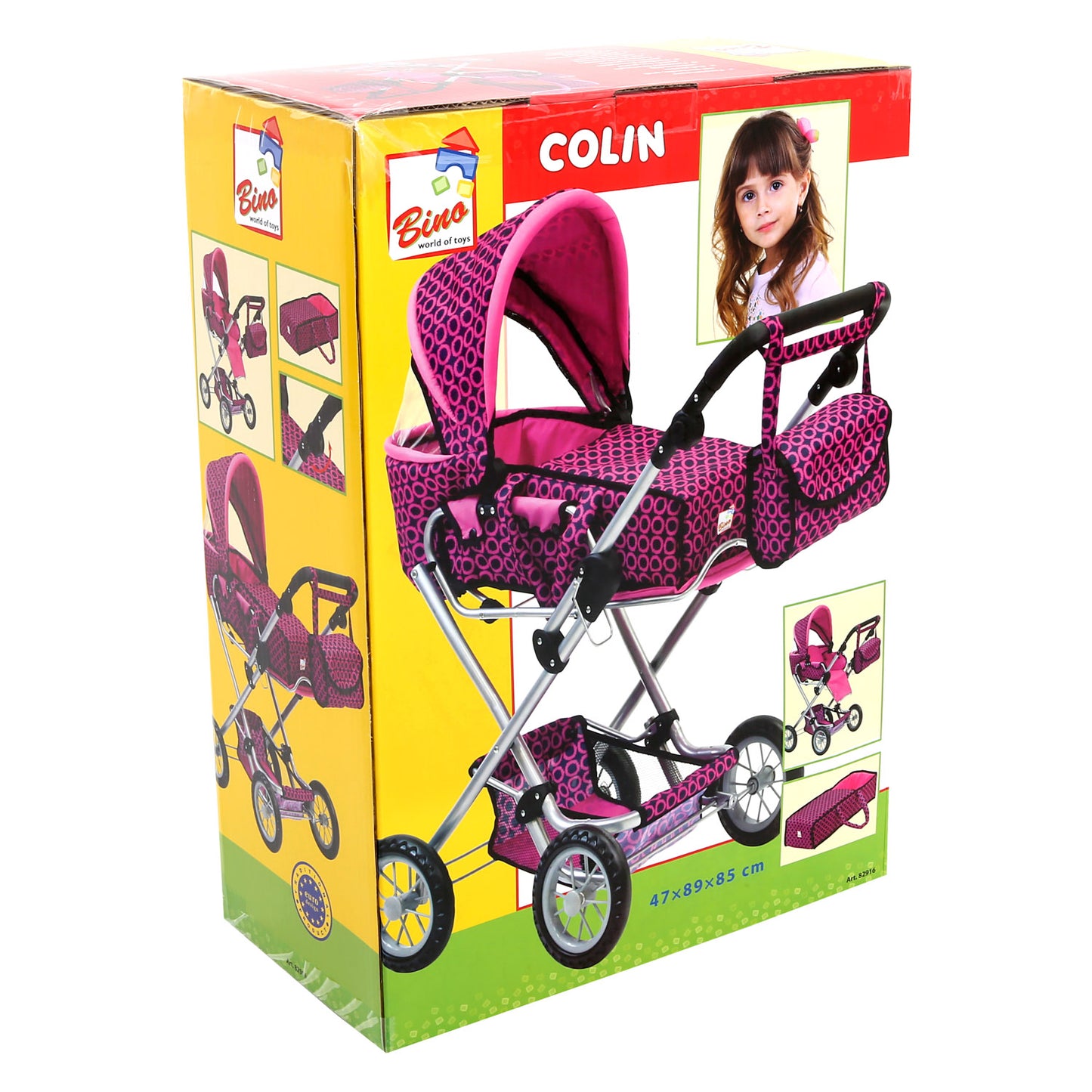 Doll Pram large (pink / black)