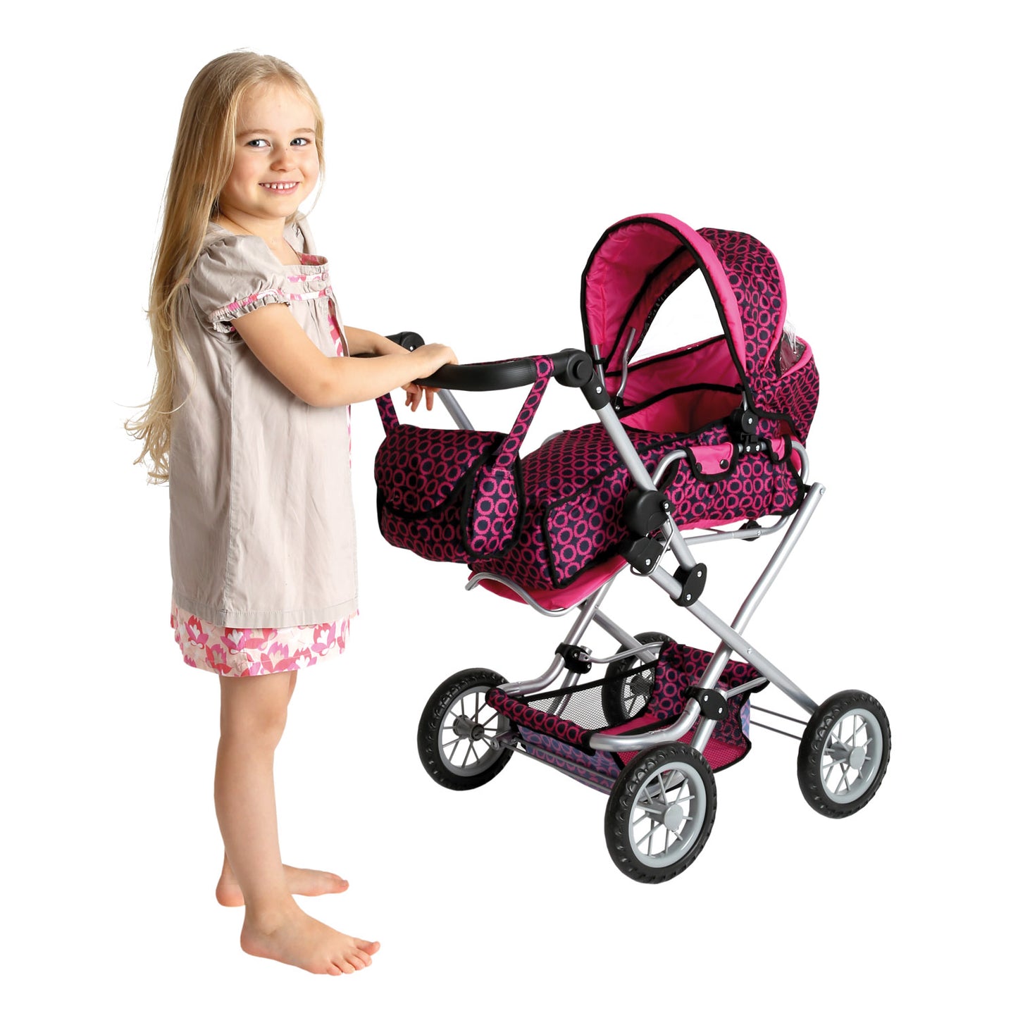 Doll Pram large (pink / black)