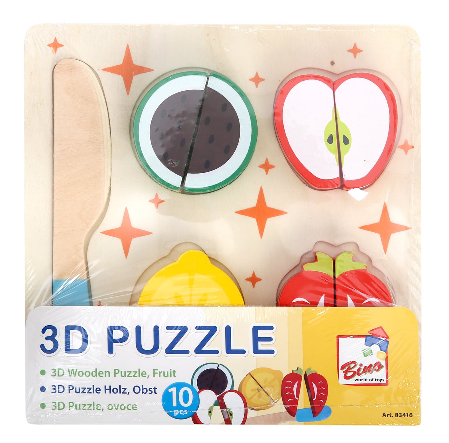 3D Puzzle Holz, Obst mit Schneidebrett 