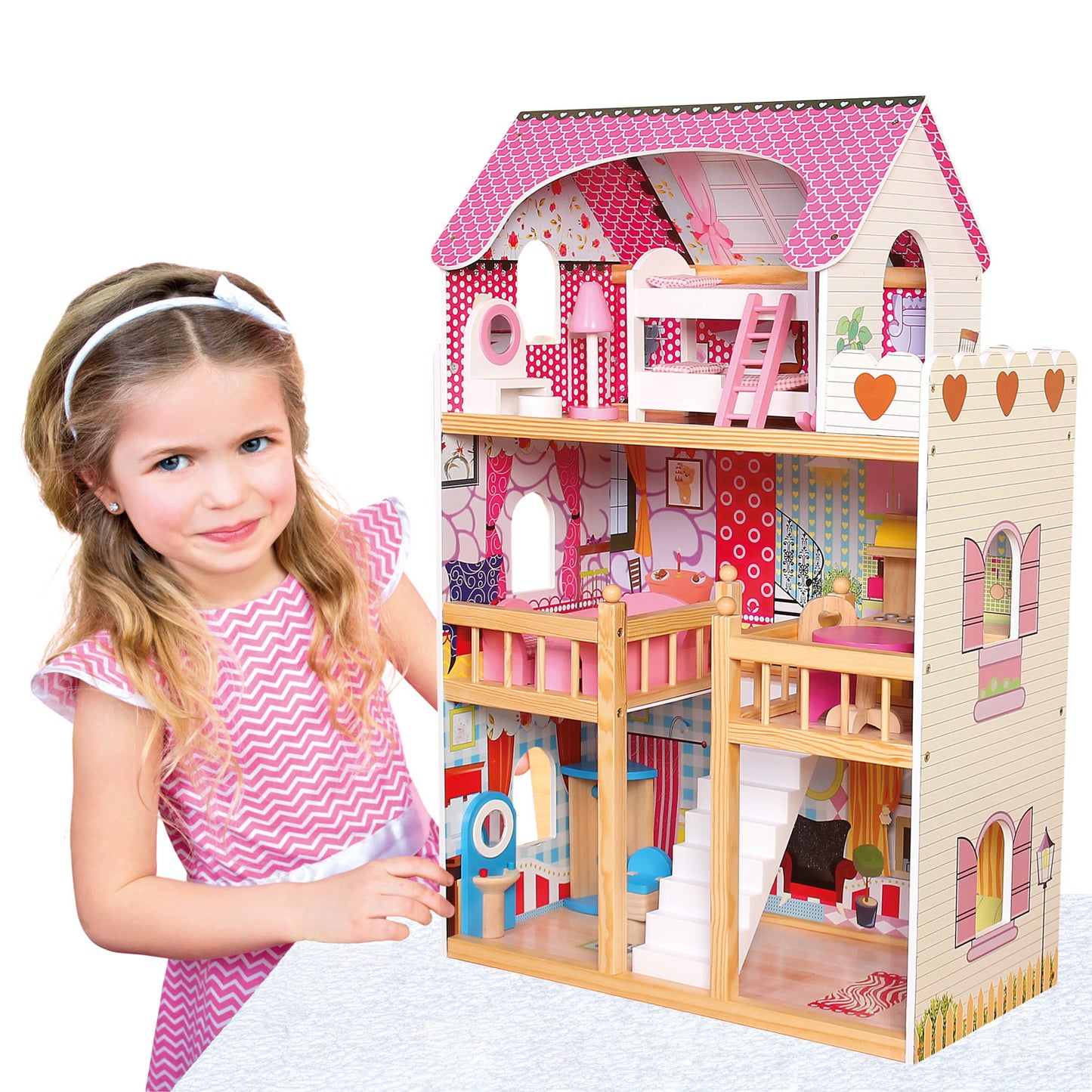 Doll House with 17 pcs furnitures