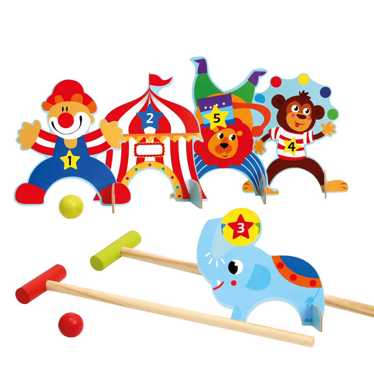 Kinder-Krocket-Set aus Holz, Zirkus  