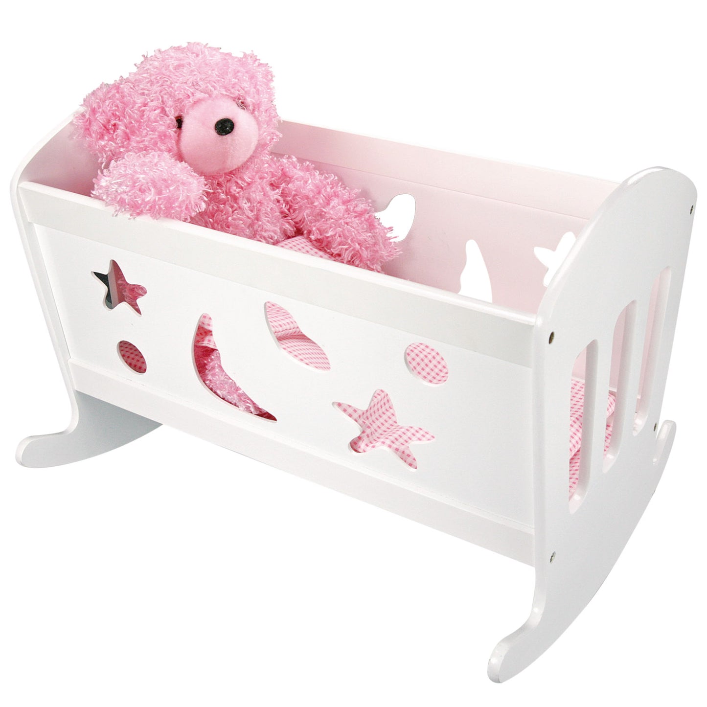 Doll cradle with linens