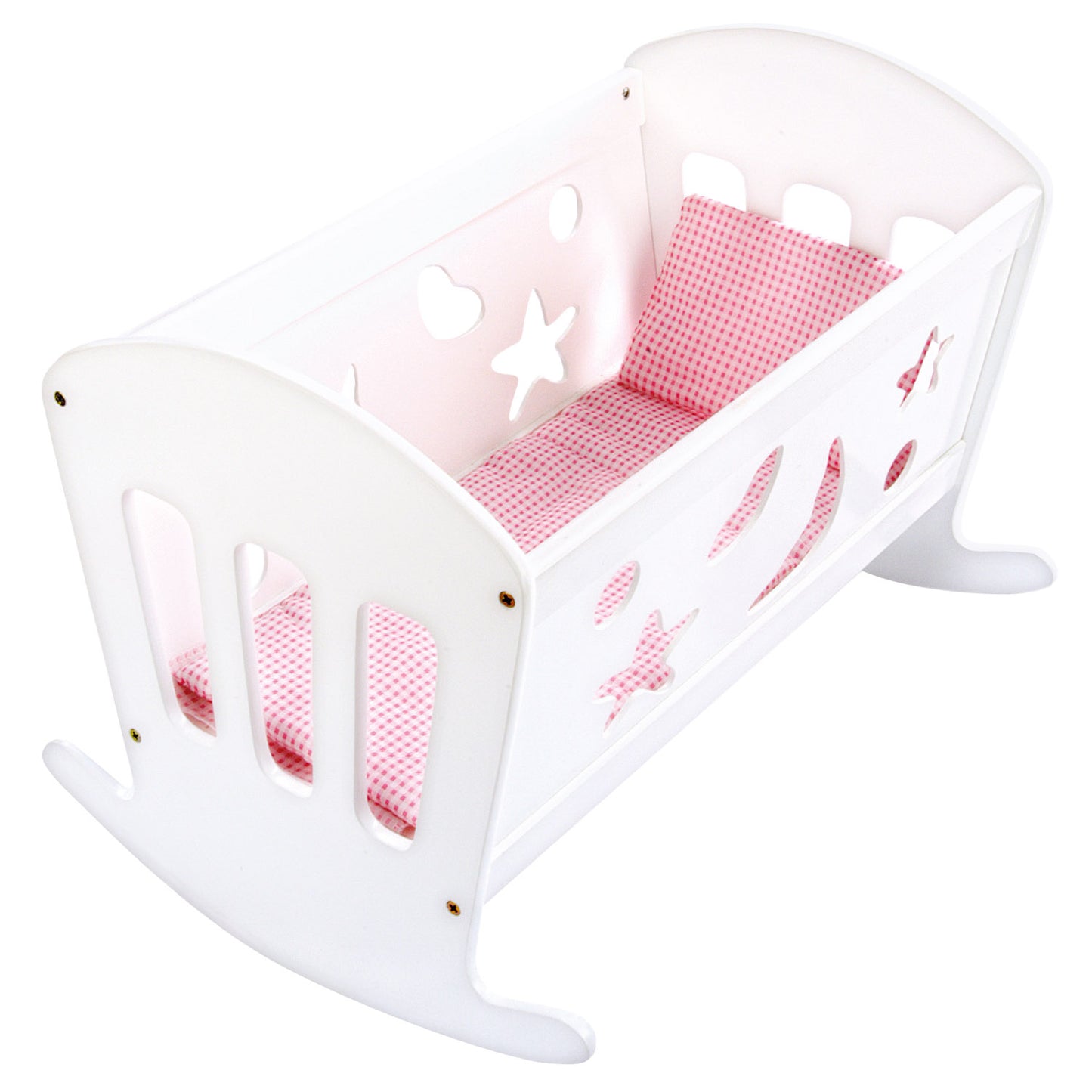 Doll cradle with linens